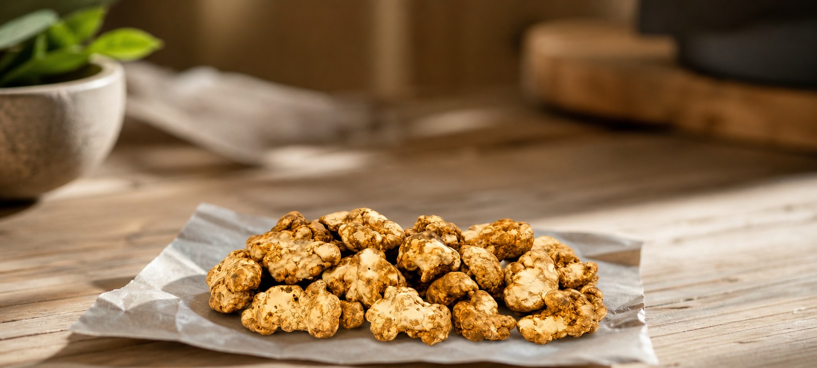 High Hawaiians magic truffels op papier op een houten tafel